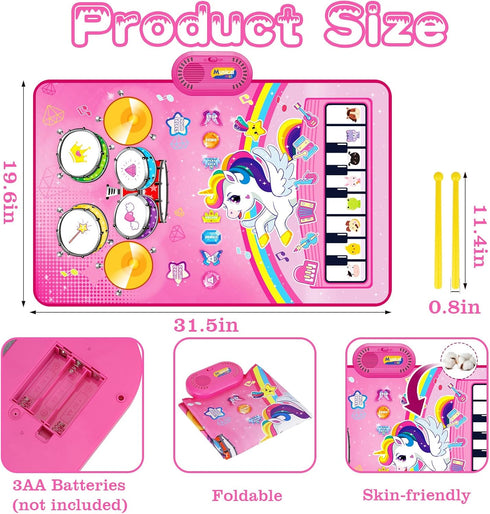 1 1-2 3 1 12-18 1 2 3 Toys for Year Old Girl Gifts: Baby Music Mat Toddler Toys Age - in Piano Drum Animal Touch