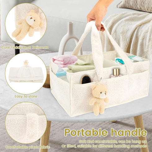 Kandishiex US Baby Diaper Caddy with Removable Dividers Portable Diaper Caddy Organizer Practical Diaper Organizer
