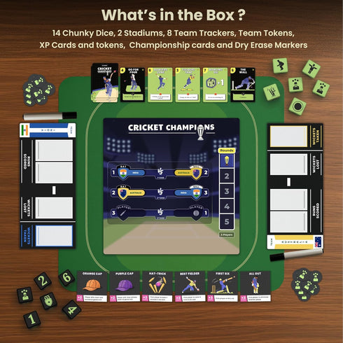 2-5 Cricket Champions Boardgame | Light Strategy Dice Game | Players