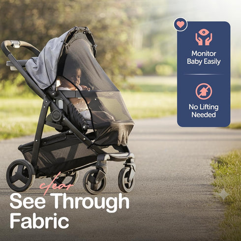 Stroller Sun Shade Extender Universal Clip-On Baby Stroller Sun Shade Cover, UV Protection, Breathable See-Through