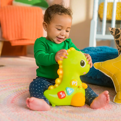 Bright Starts Go, Go, Dino Crawl & Count Activity Toy for Infants, Rolls, Lights Up, Plays Music, Ages 6 Months+