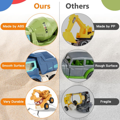Construction Toys for 1-5 Years Old Boys Girls - Sandbox Excavator Toy Construction Truck Vehicles, Birthday Gifts