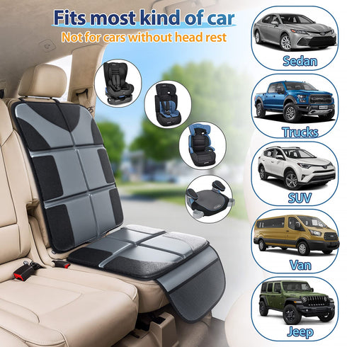2 Pack 5-Layer 600D Gimars Car Seat Protectors, XL Thickest EPE Waterproof Protectors with Fabric, Nonslip Backing