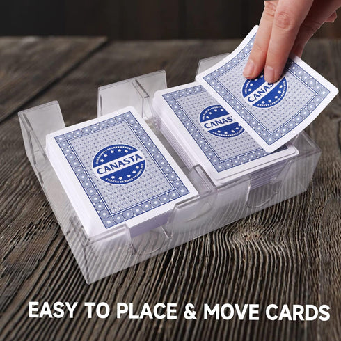 GSE Dual Deck 360° Rotating Canasta Card Holder Tray for Kids & Adults - Swivel Cards Holders