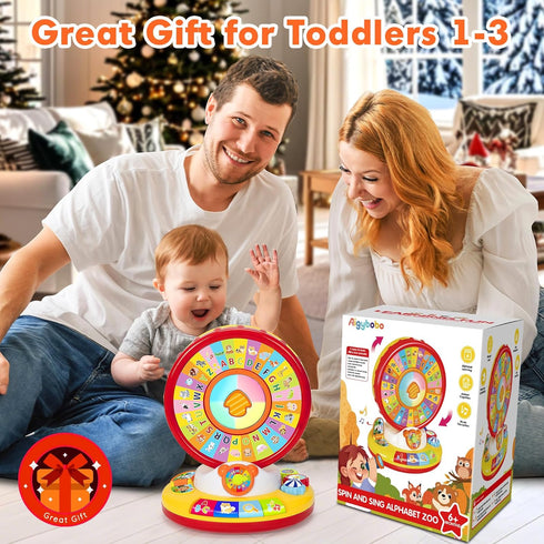 1 2 3 1-3, 12-18 Learning Toys for Year Old Boy Girl, Spin and Sing Alphabet Zoo with Sounds for Toddler Educational
