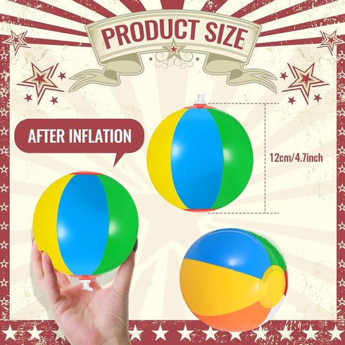 Hungdao Mini Beach Ball Decoration, Rainbow Inflatable Pool Ball with Hanging Rope and Hooks for Summer Party Ornament