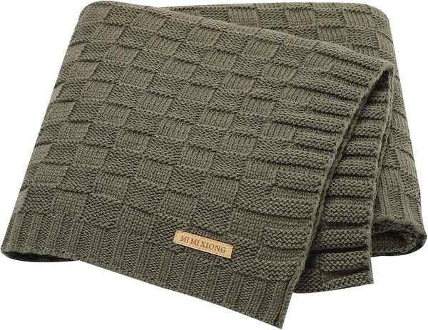 LAWKUL Baby Blankets Cable Babe Checkered Soft Cuddle Newborn Infants Receiving Swaddle, Dark Green 40"x30"