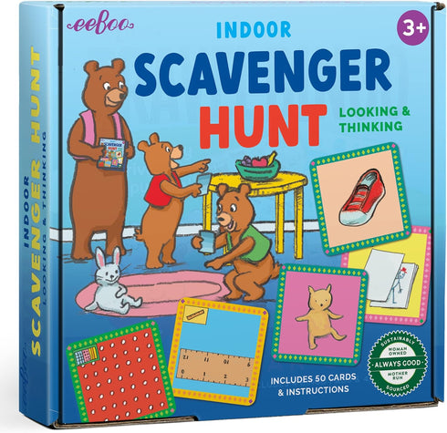 eeBoo: Scavenger Hunt Indoors Game - Finding Game that Develops Observational Skills, Includes 50 Cards for Ages 3 and