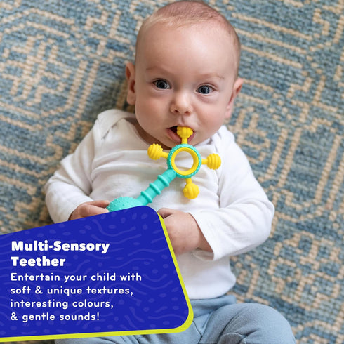 Mobi Gumlii Sensory Teether Baby Rattle Toy - Food Grade Silicone, BPA Free, for Babies 0-6 Months, Pack of 1