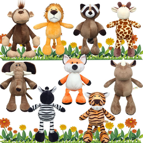 Zhanmai 9 Pieces Safari Stuffed Animal Toys Set 11 Inch Plush Jungle