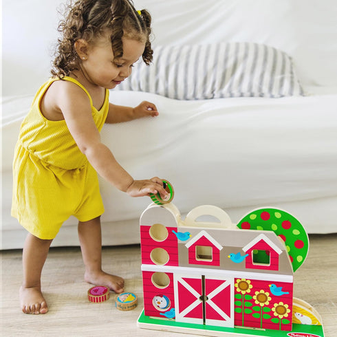Melissa & Doug GO Tots Wooden Barnyard Tumble with 4 Disks - FSC Certified Wooden Toy