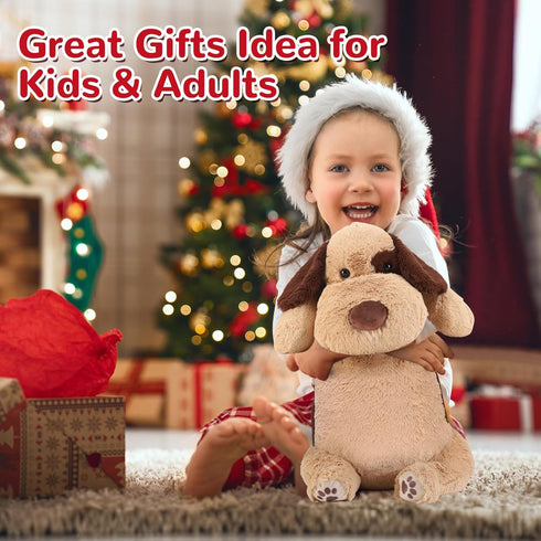 meowtastic Brown Dog Weighted Stuffed Animals - 22 Inch 4.5 lbs Plush Dog Pillow - Cute Gifts for Kids & Adults