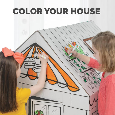 Bankers Box at Play Color in Treats N' Eats Playhouse, Cardboard Playhouse and Life Size Craft Activity for Kids and