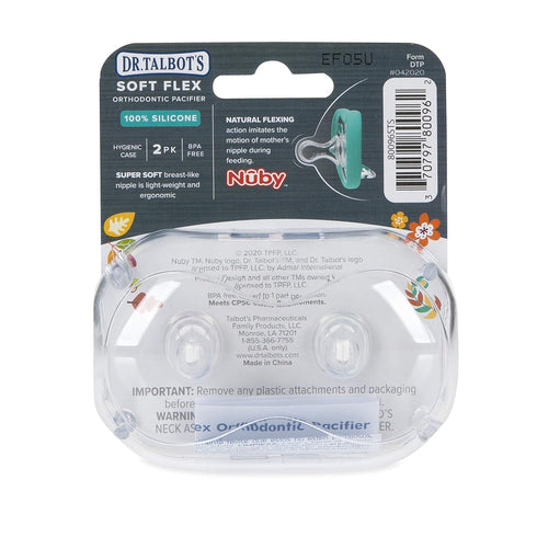 Talbot's 0-6 2 Pack Dr. Soft-Flex Orthodontic Pacifiers Months, Pink/Aqua