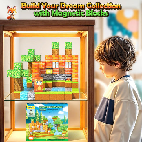 100PCS Set, 3-5 5-7 8-12, Magnetic Blocks - Build Mine Magnet World Forest Fox Adventure Magnetic Craft Toys Kids Games