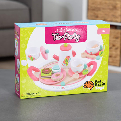 Playset 3+ Fat Brain Toys Let's Have a Tea Party - Wooden Pretend for Ages