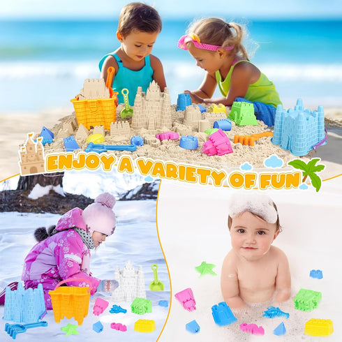 Beach Toys for Toddlers, Sand Castle Toys with Buckets, Shovels & Molds for Kids Ages 3-10