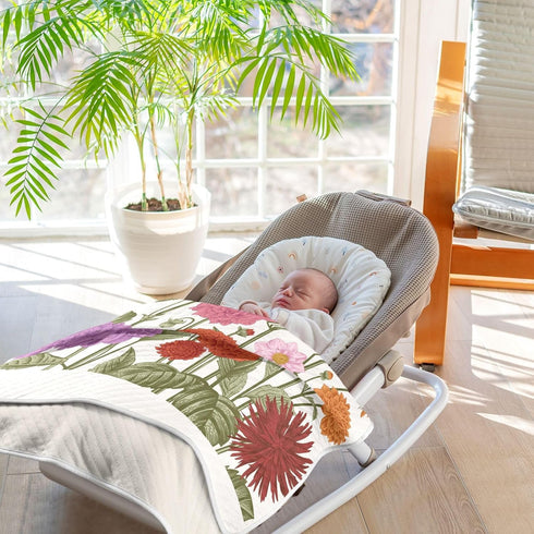 KICPOAY 30x40 Inch Swaddle Blanket for Vintage Floral Dahlia Baby Receiving Blanket Muslin Baby Swaddles Soft Cotton