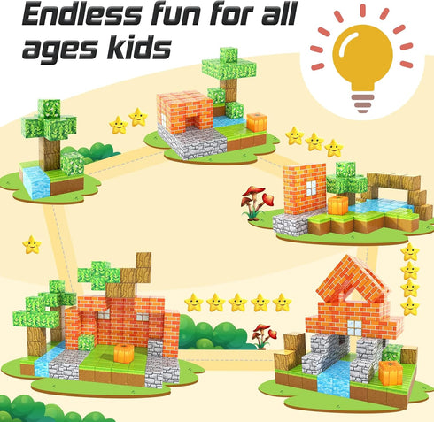 3+ 4-6 6-8 5-7 Magnetic Blocks-Build Mine Magnet World Pumpkin Edition Kids Games Toys for Boys Girls Years Old