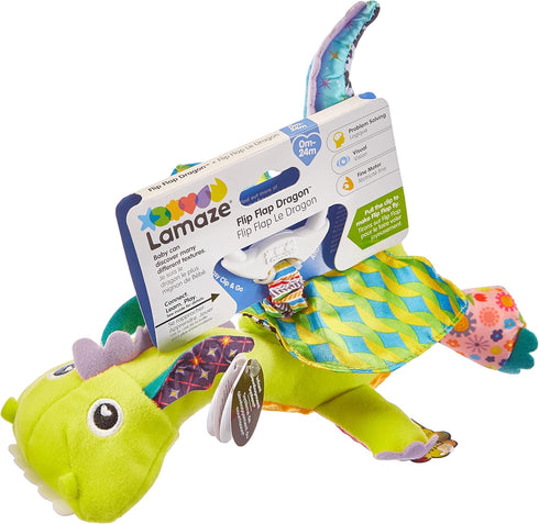Lamaze Clip On Car Seat and Stroller Toy - Flip Flap Dragon, Sensory Toys for Babies, Travel Toys