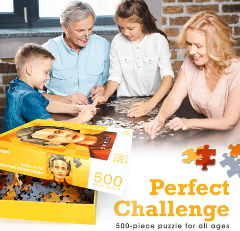 Marie Curie Jigsaw Puzzle - 500 Puzzle Pieces, Chemistry Puzzles as Science Gifts for Kids & Adults