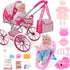 Set Playset 12" Stroller,2 Sets 3-7 deAO Baby Doll Stroller Baby Doll Accessories Pretend Play Toys with Baby