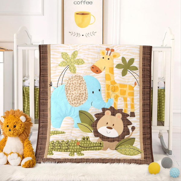 Wowelife Safari Crib Bedding Set, 3 Piece Safari Baby Bedding Set Brown,