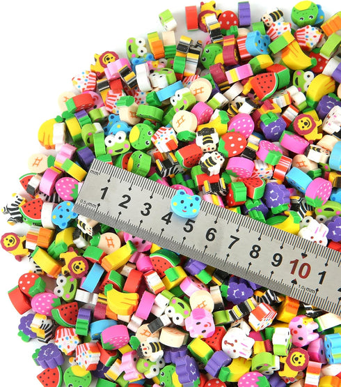 1000 Pieces Mini Animal Fruit Erasers for Kids Bulk, Cute Pencil Assortment for Home School Work Rewards