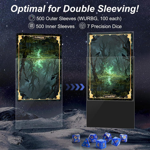 1000 Pack 500 500 (5 Card Sleeves, Matte Trading Card Sleeve and Inner Sleeves Ideal for Double-Sleeving, Fit for MTG