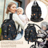 Shoblo Backpack Poppy Black Diaper Bag for Travel, Waterproof Diaper Bag with Insulated Bottle Pockets & USB Port