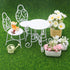 Minamzee 1/12 Sets, 9Pcs Sets, Scale Dollhouse Table Chair Metal Miniature Patio Dollhouse Fairy Garden Bistro Outdoor