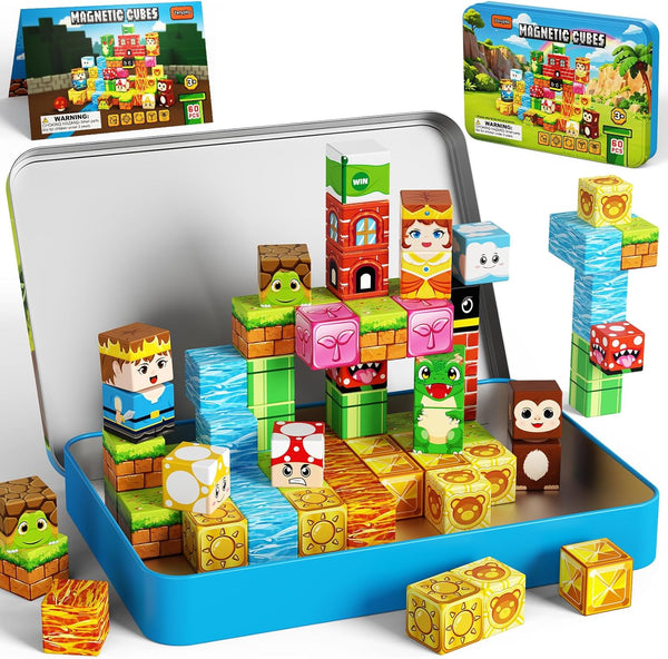 Zerxpho 60PCS Mini Magnetic Building Cubes Set, Adventure-themed Magnetic Blocks, Portable Magnetic Travel