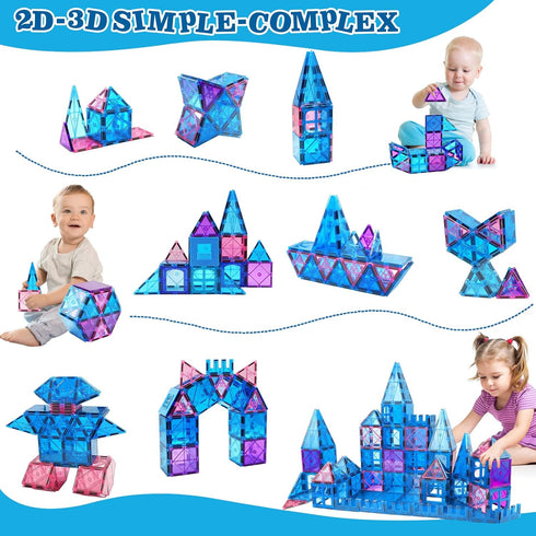 Magnetic Tiles 3D Frozen Kids Toys for Girls Age 4-7, Educational Building Blocks for Princess Castle Play