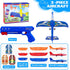 3 Pack Airplane Launcher Toys, 2 Flight Modes LED Foam Glider, Outdoor Flying Toy for Kids, Birthday Gifts for 6+