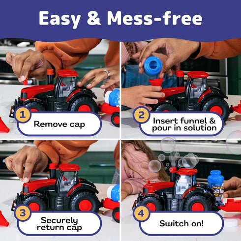 Prextex Bump & Go Bubble Blowing Farm Tractor Toy Truck with Lights and Sounds - Kids Tractor Toys for 2 to 3+ Years