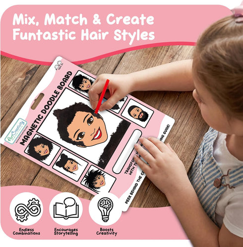 2 Pack 3+ ArtCreativity Women Magnetic Drawing Face - - Vintage Retro Toys, Travel Toys for Kids, Magnet Drawing Doodle