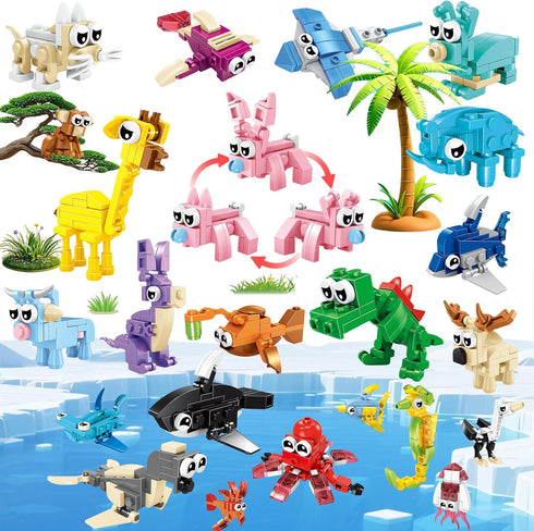 VEMBAP 24 Pack Party Favors for Kids, Mini Animal Building Blocks Set, Classroom