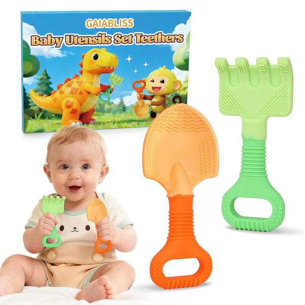 Gaiabliss Baby Teething Toys, Baby Garden Teether Toys Shovel & Rake Silicone Teethers