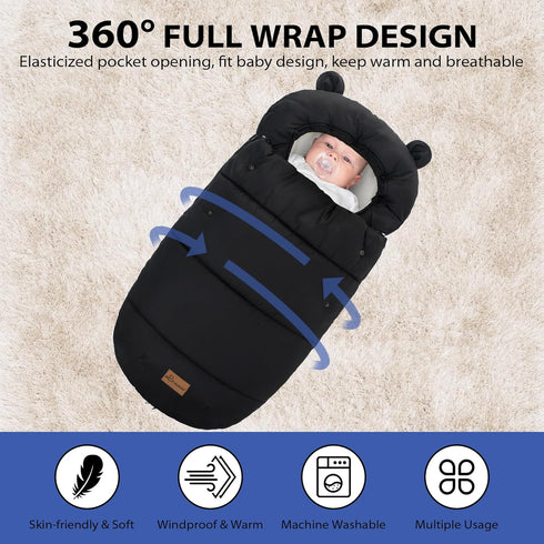 amo nenes 35.4"*20.5"(Pure Universal Footmuff for Stroller, Baby Bunting Bags, Winter Windproof Warm Pram Footmuffs