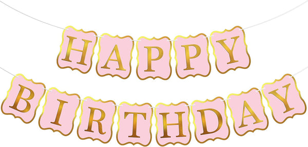 KatchOn Pink Happy Birthday Banner, 10 Feet, NO DIY | Happy Birthday Sign for Backdrop Decorations