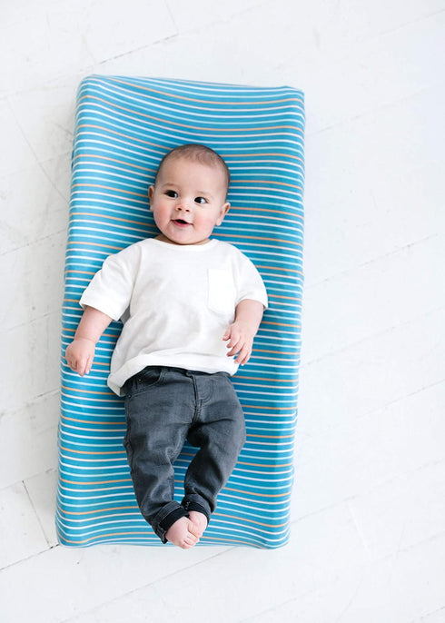 Premium Knit Changing Pad Cover by Copper Pearl - Soft Stylish Universal Fit for All Standard Diaper Pads, Milo