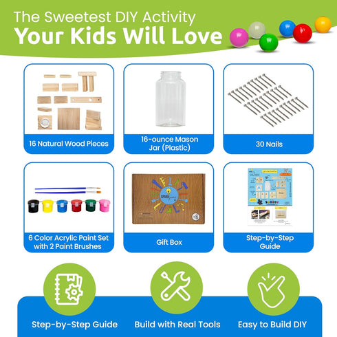 DIY Wood Building Kits for Kids - Creative Fun Wood Projects, STEM Teaching Woodworking Kit for Kids, Great Gift Idea