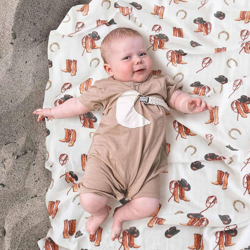 47" 47", 70% 30% LifeTree Muslin Swaddle Blankets, Western Baby Swaddles for Boys Girls Newborn, Soft Large x Cowboy