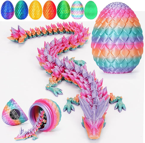 YILCER 3D Printed Dragon Easter Egg, Mystery Crystal Articulated Dragon Fidget Toys, Surprise