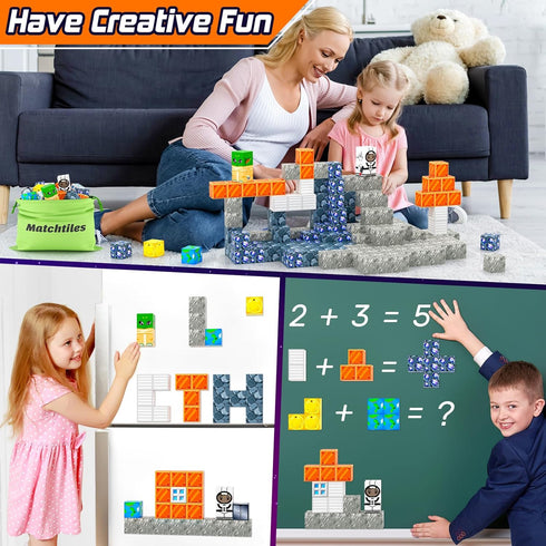 Magnetic Blocks - Build Mine Magnet World Set, Magnetic Tiles Building Toys for Boys & Girls Age 3-7, STEM Toys
