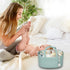 Portable Diaper Caddy Organizer for Baby, Cotton Rope Nursery Storage Bin, Light Green Tote Bag for Changing Table