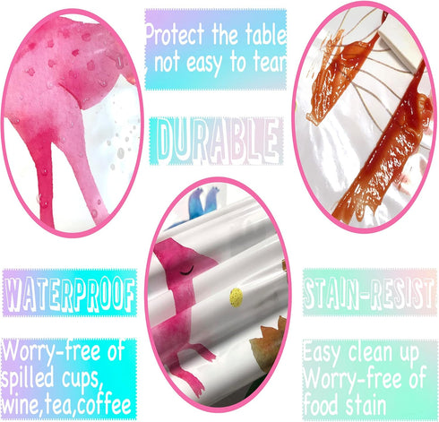 Girl Dinosaur Birthday Party Tablecloth, Pink Plastic Disposable Table Cover for 54'' x 108'' Party Supplies
