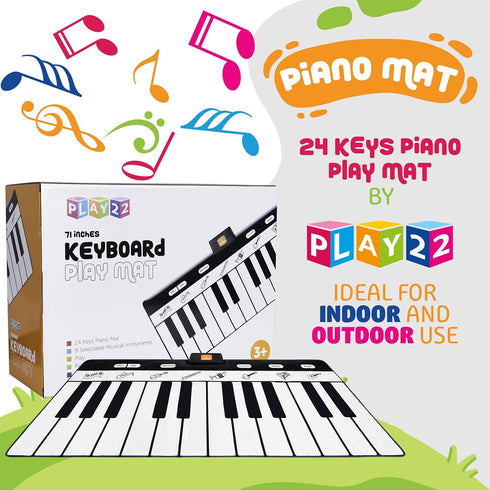 Play22 Floor Piano Mat for Toddlers, 71" - 24 Keys Piano Play Mat with Record, Playback, Demo, Adjustable Volume