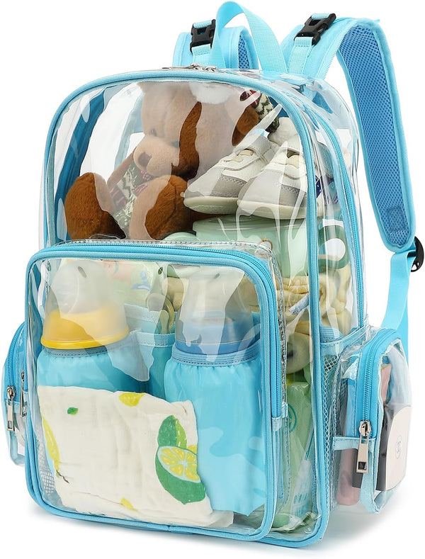 Yusudan Clear Diaper Bag Backpack for Baby Girls Boys, Mom Nappy Changing Bags