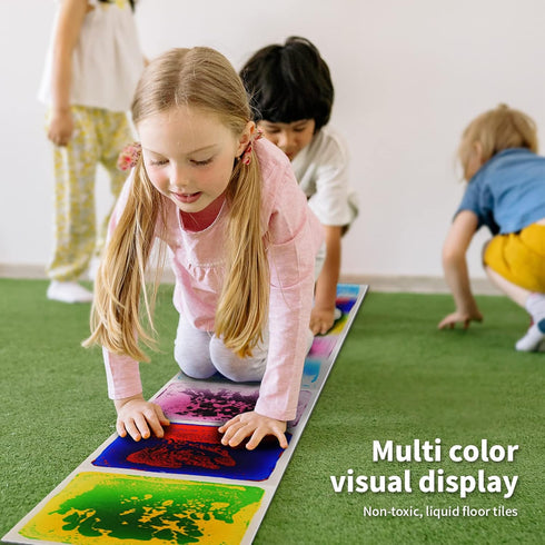 12" 12" LONGKING X Sensory Tiles for Activity Play Centers for Children, Sensory Floor Tiles, Liquid Floor Tiles